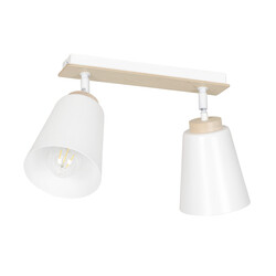 Plafón Salo 2L blanco blanco y madera 2x E27