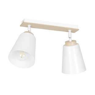Emibig Salo 2L witte plafondlamp wit en hout 2x E27