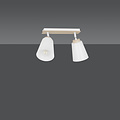 Salo 2L witte plafondlamp wit en hout 2x E27