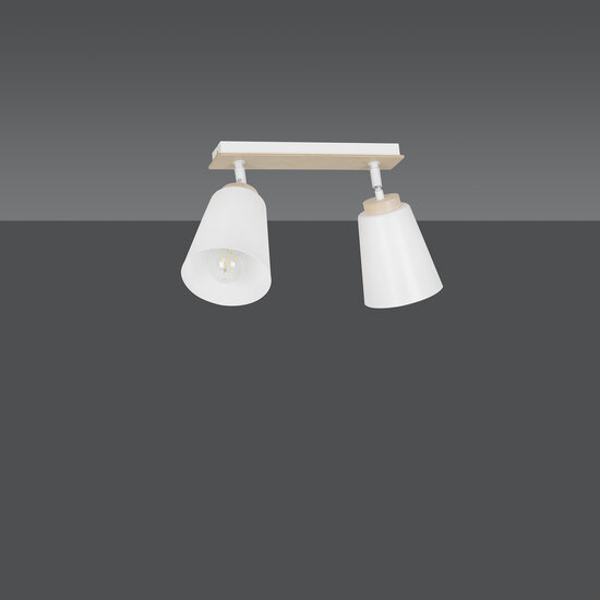 Salo 2L witte plafondlamp wit en hout 2x E27