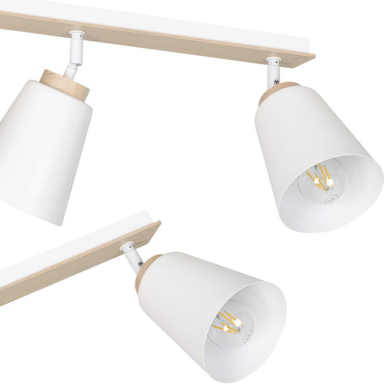Salo 2L witte plafondlamp wit en hout 2x E27