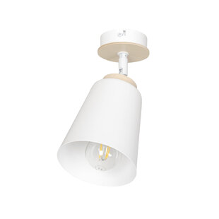 Salo white ceiling lamp white and wood 1x E27