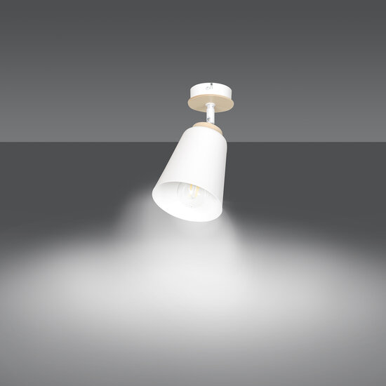 Salo witte plafondlamp wit en hout 1x E27