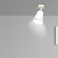 Salo witte plafondlamp wit en hout 1x E27