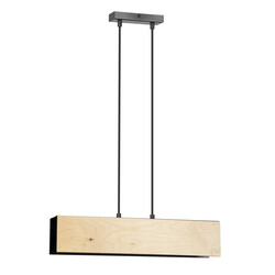 Lampe à suspension Raisio bois avec intérieur noir 2x E27