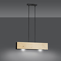 Raisio hanglamp hout met zwart binnenin 2x E27
