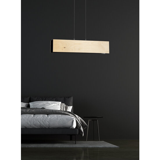 Raisio hanglamp hout met zwart binnenin 2x E27