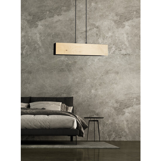 Raisio hanglamp hout met zwart binnenin 2x E27