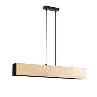 Raisio lange hanglamp hout met zwart binnenin 3x E27