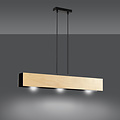 Emibig Emibig Raisio lampe suspendue longue en bois avec intérieur noir 3x E27 - Idéale pour créer une atmosphère chaleureuse dans n'importe quelle pièce