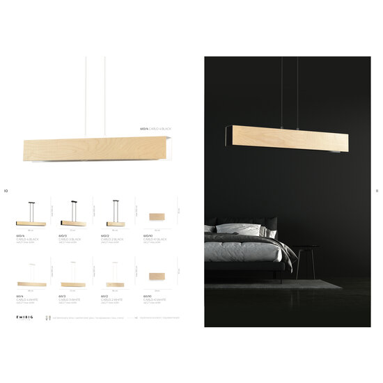 Emibig Emibig Raisio lampe suspendue longue en bois avec intérieur noir 3x E27 - Idéale pour créer une atmosphère chaleureuse dans n'importe quelle pièce