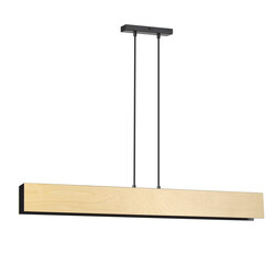 Lampe à suspension Raisio XXL bois avec intérieur noir 4x E27