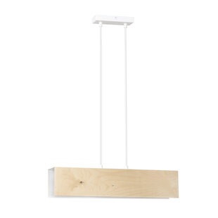 Raisio witte hanglamp hout met wit binnenin 2x E27