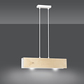 Lampe à suspension Raisio blanche en bois avec intérieur blanc 2x E27