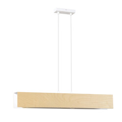 Raisio lange wit met houten hanglamp binnenin 3x E27