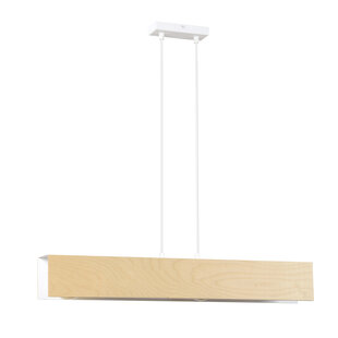 Raisio long white with wooden hanging lamp inside 3x E27