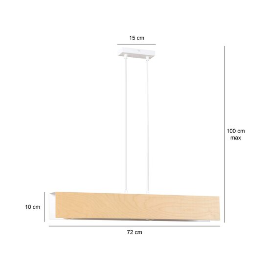 Raisio lange weiße Hängelampe aus Holz innen 3x E27