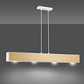 Lampe à suspension Raisio blanche XXL bois avec intérieur blanc 4x E27