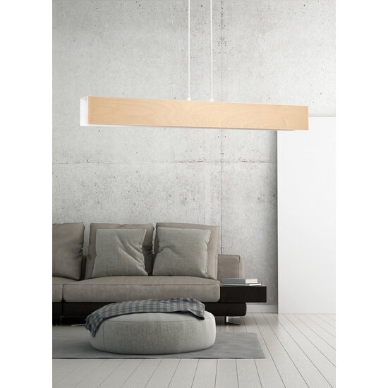 Raisio witte XXL hanglamp hout met wit binnenin 4x E27