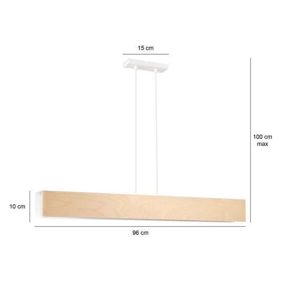 Raisio witte XXL hanglamp hout met wit binnenin 4x E27
