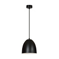 Varkaus zwarte koepel 1x E27 hanglamp wit binnenin