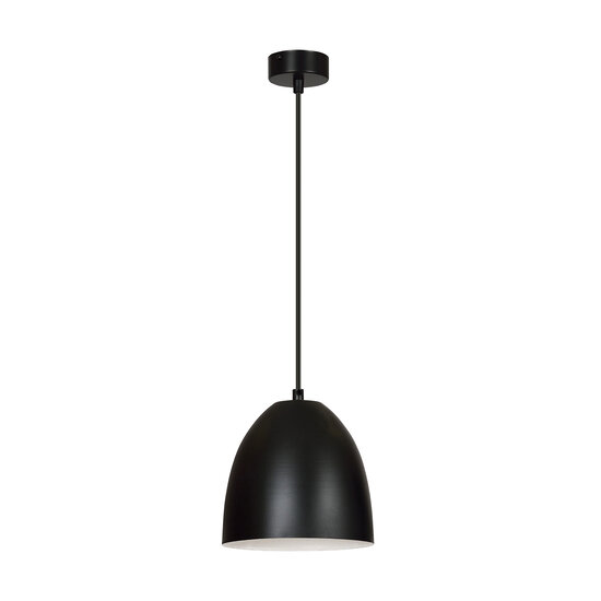 Varkaus zwarte koepel 1x E27 hanglamp wit binnenin