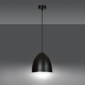 Varkaus zwarte koepel 1x E27 hanglamp wit binnenin