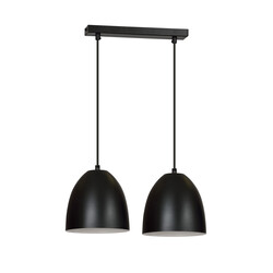 Varkaus dubbele zwarte koepel 2x E27 hanglamp wit binnenin