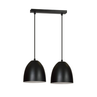 Varkaus double black dome 2x E27 hanging lamp white inside