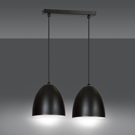 Varkaus double black dome 2x E27 hanging lamp white inside