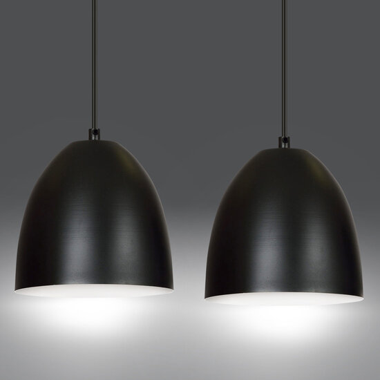 Emibig Emibig Varkaus doble cúpula negra 2x E27 lámpara colgante blanca por dentro - Iluminación elegante para cualquier interior