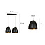 Varkaus double black dome 2x E27 hanging lamp white inside