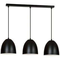Emibig Varkaus triple zwarte koepel 3x E27 hanglamp wit binnenin