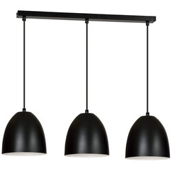 Lampe à suspension Varkaus triple dôme noir 3x E27 intérieur blanc