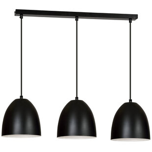 Varkaus triple zwarte koepel 3x E27 hanglamp wit binnenin