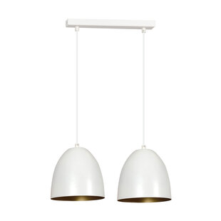 Suspension Varkaus double dôme blanc et or 2x E27