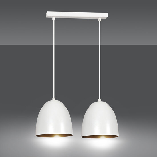 Varkaus white and gold double dome 2x E27 hanging lamp