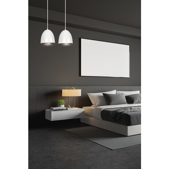 Suspension Varkaus double dôme blanc et or 2x E27