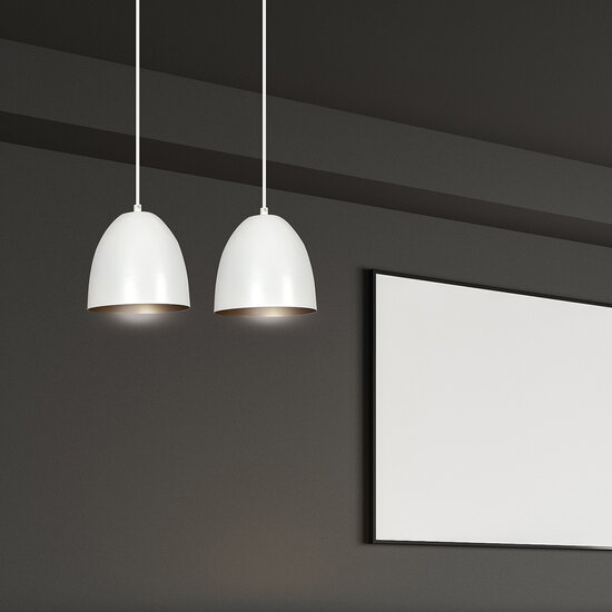 Emibig Emibig Varkaus lámpara colgante doble cúpula 2x E27 blanca y dorada - Iluminación perfecta para cualquier espacio