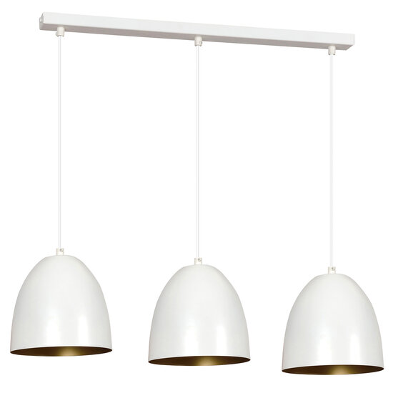 Lampe à suspension Varkaus triple dôme blanc et or 3x E27
