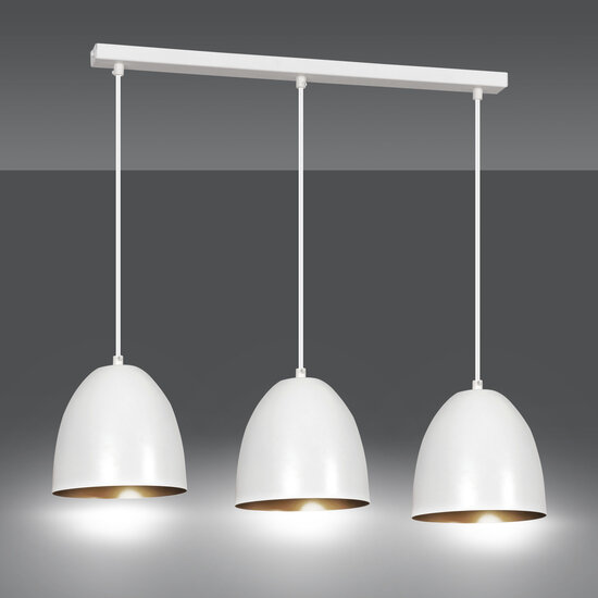Emibig Emibig Varkaus white and gold triple dome 3x E27 hanging lamp - Ideal for modern Scandinavian design in your home