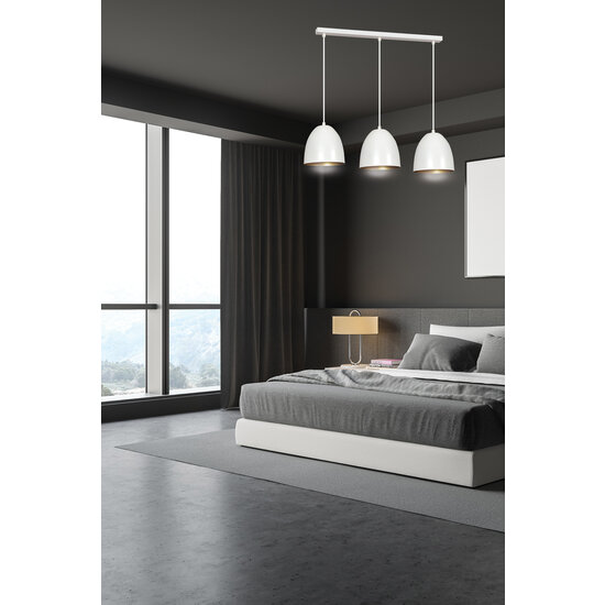 Lampe à suspension Varkaus triple dôme blanc et or 3x E27