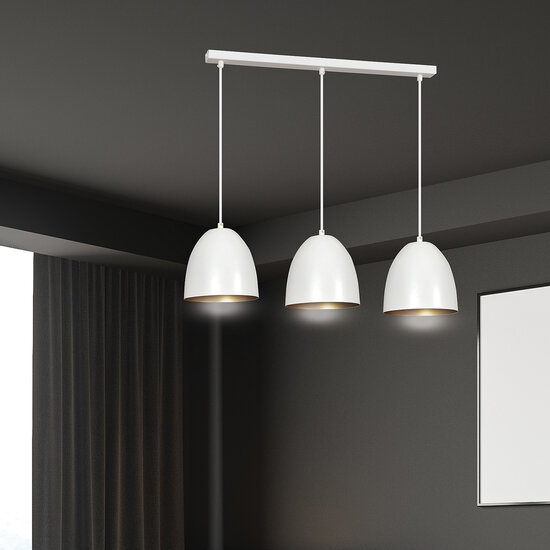 Emibig Emibig Varkaus lámpara colgante triple cúpula blanca y dorada 3x E27 - Ideal para un diseño escandinavo moderno en su hogar