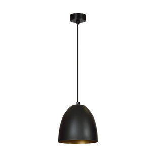 Lampe à suspension Varkaus dôme noir et or 1x E27