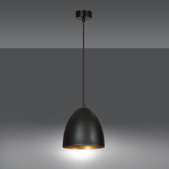 Varkaus black and gold dome 1x E27 hanging lamp