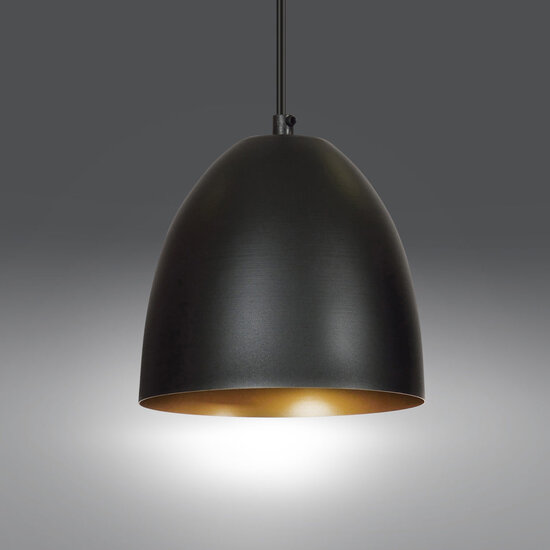 Varkaus black and gold dome 1x E27 hanging lamp