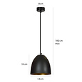 Varkaus black and gold dome 1x E27 hanging lamp