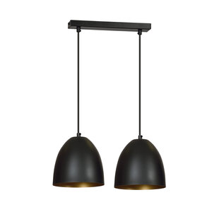 Lampe à suspension Varkaus double dôme noir et or 2x E27