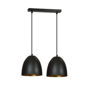 Varkaus black and gold double dome 2x E27 hanging lamp