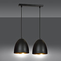 Varkaus black and gold double dome 2x E27 hanging lamp